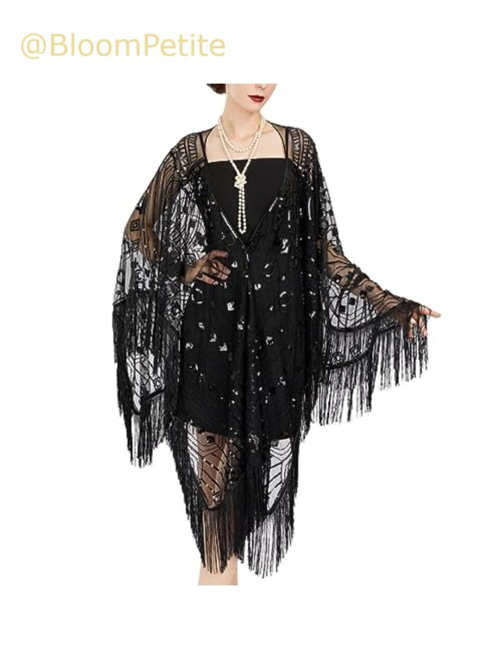 1920s Long Shawl Wrap Sequin Flapper Evening Accessory for Party